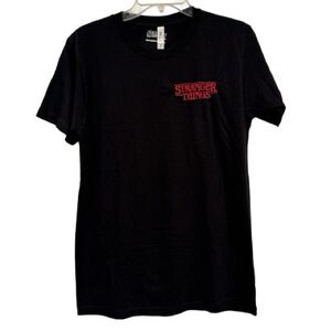 Stranger Things Black Short Sleeve Embroidered Logo Tee Medium NWOT